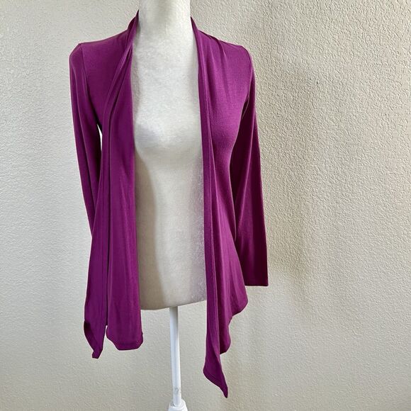 Stitchfix 41 Hawthorn Fuchsia Pink Open Front Waterfall Cardigan Size X-Small - Picture 9 of 11